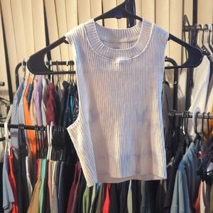 Aerie White Ribbed Muscle Tee